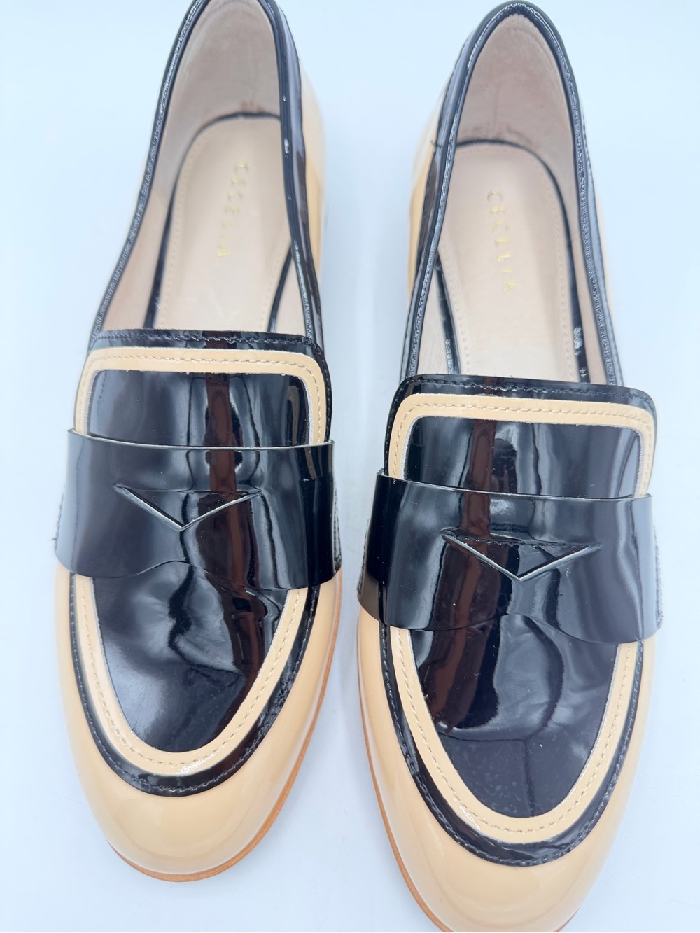 Cecelia New York Kail Penny Loafers Patent Leather Nude Black - Picture 3 of 10